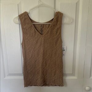 Buckle Brown/tan Lace V-Neck Top